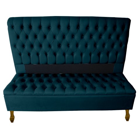 Cabeceira e Recamier Iza para Cama Box Casal Queen 1.60 - Suede - Sv Decor: Azul Marinho