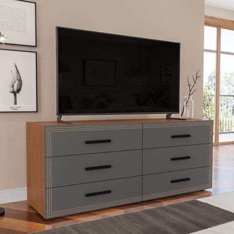 Cômoda Organizadora 150cm com 6 Gavetas 240830 Linha Valência Politorno