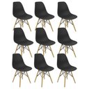 Ver imagem 1 de Kit 9 Cadeiras Charles Eames Eiffel Wood Design Preta