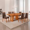 Ver imagem 2 de Mesa de Jantar Carolina Yasmin 180 cm Tampo MDF Canto Copo Laminado com 6 Cadeiras Moderna Mobília