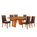 Ver imagem 1 de Mesa de Jantar Carolina Yasmin 180 cm Tampo MDF Canto Copo Laminado com 6 Cadeiras Moderna Mobília