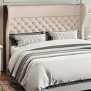 Ver imagem 2 de Cabeceira para Cama Box King Toronto Linho Bege/corino Marron Quale Quale