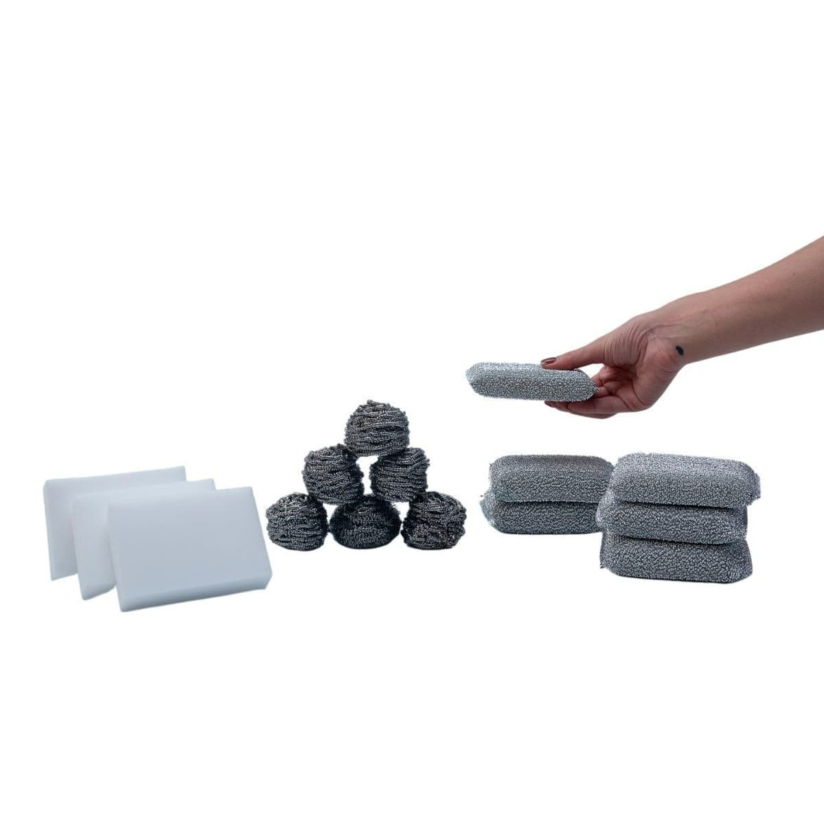 Kit esponjas aço inox, poliéster e melamina 15 peças Simplo - 7