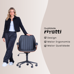 Cadeira de Escritório Ergonômica Giratória Diretor Executiva Couro Saragoça Office Preta - 8