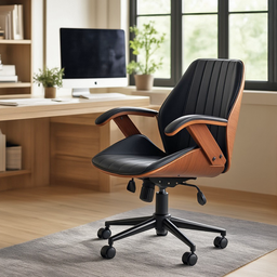 Cadeira de Escritório Ergonômica Giratória Diretor Executiva Couro Saragoça Office Preta - 1
