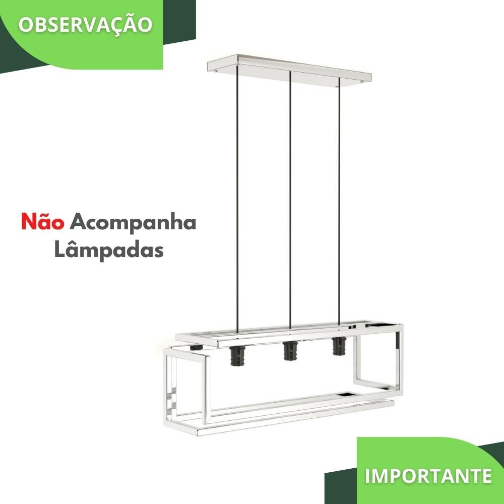 Pendente Luminária Teto Industrial Inox Infinity Triplo Fs - 5