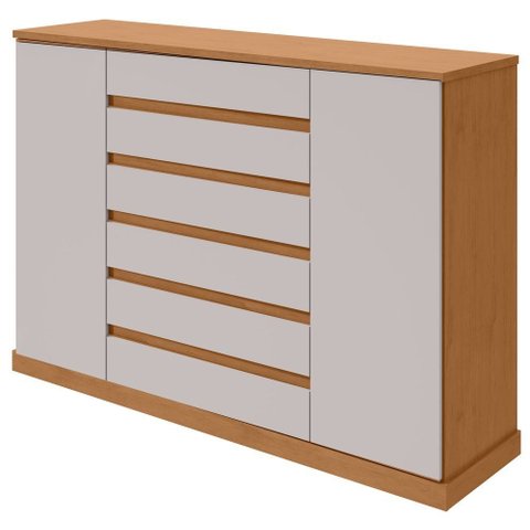 Comoda Sapateira Vedra 7 Gavetas 2 Portas - Lp - Rei de Casa Amendoa Clean/Off White