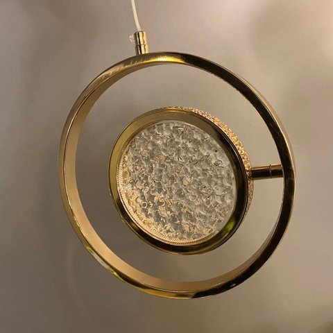 Pendente Redondo Regulável Metal Dourado e Vidro LED 8W Bivolt PARIS LUZ