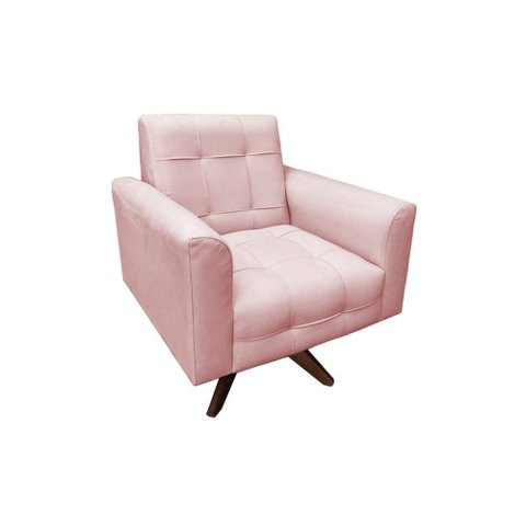 Poltrona Decorativa Anna Suede Rosa