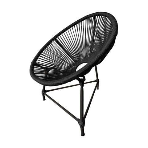 Cadeira Acapulco Jardim em Corda Naútica Base Alumínio - Preta
