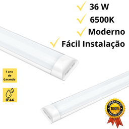 Kit 2 Calhas Led 120cm 36w 6500k Sobrepor Luz Branca - Áreas Internas - 4