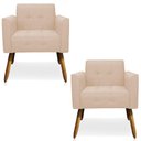 Ver imagem 1 de Kit 2 Poltronas Decorativas Pés Palito Karen Linho Bege