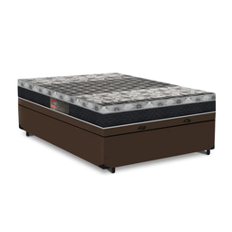 Cama Box Com Baú Casal + Colchão De Molas - Castor - Class Tecnopedic One Face 138x188x67cm:marrom - 2