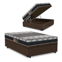 Ver imagem 1 de Cama Box Com Baú Casal + Colchão De Molas - Castor - Class Tecnopedic One Face 138x188x67cm:marrom