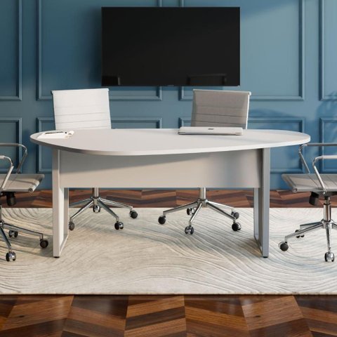 Mesa para Reunião Orgânica sem Gavetas MDP 183cm Cinza F5 Office