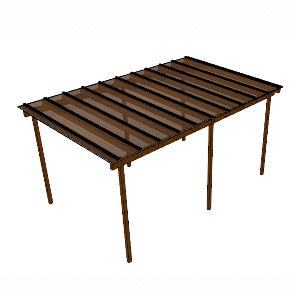 Cobertura Policarbonato Alveolar 5,00m x 2,00m - Bronze 4mm - 1