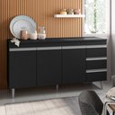 Ver imagem 2 de Balcão Gabinete Cozinha Andréia 150cm Com Tampo 3 Portas Preto - Desk Design