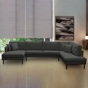 Ver imagem 1 de Sofá Decorativo Sala de Estar Osaka 310cm Modulado em U com Almofadas Pés em Madeira Linho Grafite G