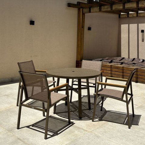 Mesa Verona Fendi Redonda Alumínio 1,00m Jardim Piscina Jantar Nossa Kasa