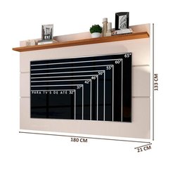 Painel de Tv para Sala até 65 Polegadas 180 Cm Off White Freijó Dinare Jm Móveis - 4