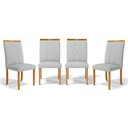 Ver imagem 1 de Kit com 4 Cadeiras Ana Madeira Maciça Estofadas para Mesa de Jantar Linho Cinza 407