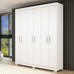 Guarda Roupa Solteiro 100% MDF 6 Portas Lana Branco - ACP MÓVEIS - 1