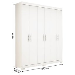 Guarda Roupa Solteiro 100% MDF 6 Portas Lana Branco - ACP MÓVEIS - 5