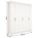 Ver imagem 5 de Guarda Roupa Solteiro 100% MDF 6 Portas Lana Branco - ACP MÓVEIS