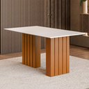 Ver imagem 1 de Mesa de Jantar com Vidro 6 Lugares Multimóveis Cr50232 Cinamomo/off White