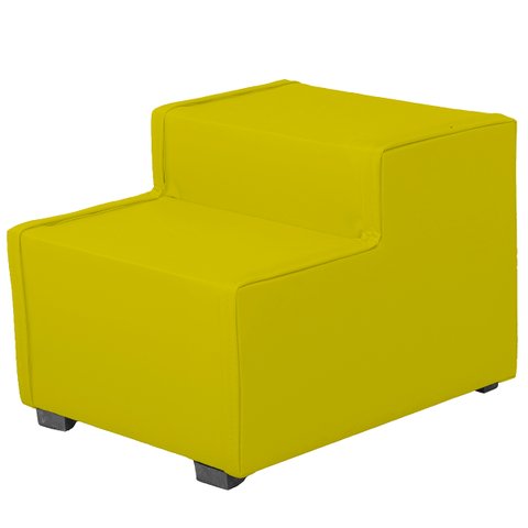 Escada Estofada 2 Degraus para Cachorro Gato e Maca de Estetica Suede Amarelo
