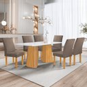 Ver imagem 1 de Conjunto Mesa Stella Ripada 170cm com 6 Cadeiras Canela Tampo Smart Plus com Vidro