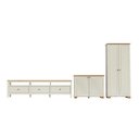 Ver imagem 2 de Conjunto 3 Peças Rack 210cm, Armário e 1 Balcão Madeira Maciça Ananda CabeCasa MadeiraOriginals Branco Off White/Mel