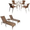 4 Cadeiras e Mesa Floripa com 2 Espreguiçadeiras Catar Argila - 1