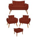 Ver imagem 1 de Kit 02 Poltronas + Namoradeira + Puff Opala Balaqui Decor Terracota