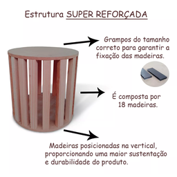 Puff Gentil Thor Corino Redondo Espuma D18 - Linho - Bege/caramelo - 4