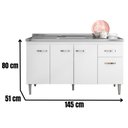 Ver imagem 2 de Balcão para Pia Gabriela 150 Cm 4 Portas Branco Flex Ajl