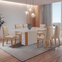 Ver imagem 1 de Mesa de Jantar Isadora 180cm Tampo MDF Vidro Canto Copo com 6 Cadeiras Carolina