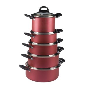 Jogo de Panelas 5 Peças Caldeirão e Caçarola Cereja Nacional