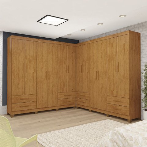 Closet Casal Duplo Lu 12PTS 8 Gavetas sem Espelho com Pés Quadrados Carioca Móveis