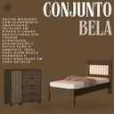 Ver imagem 7 de Kit Cama Solteiro para Quarto Mdf com Cômoda 4 Gavetas 1 Porta Sapateira Bela Design Moderno:chocola