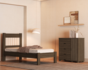 Ver imagem 1 de Kit Cama Solteiro para Quarto Mdf com Cômoda 4 Gavetas 1 Porta Sapateira Bela Design Moderno:chocola