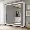 Ver imagem 1 de Roupeiro Valência 2 Portas Correr com Espelho 177x213cm Branco/Cinza 240853
