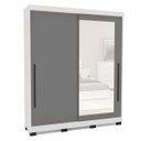 Ver imagem 2 de Roupeiro Valência 2 Portas Correr com Espelho 177x213cm Branco/Cinza 240853
