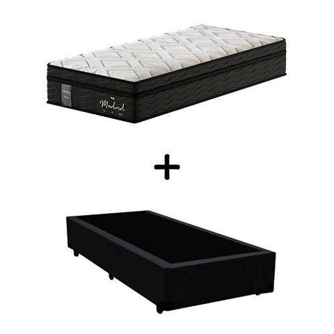 Cama Box Solteiro + Colchão Mola Ensacada Individual Probel Madrid Pillow Euro Solteiro
