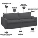 Ver imagem 4 de Sofá Cama Retrátil Reclinável para Sala de Estar 208cm Lari F04 Bouclê Grafite - Lyam Decor