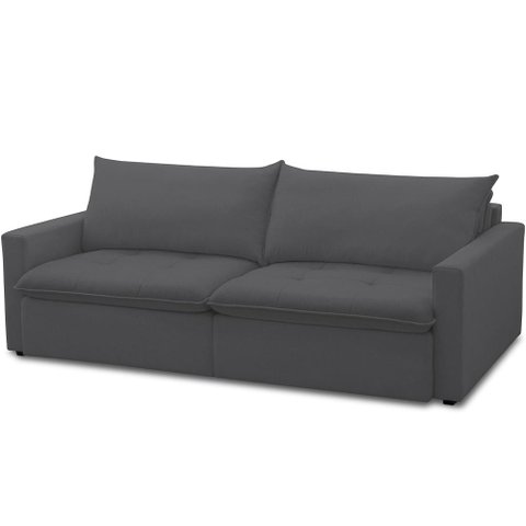 Sofá Cama Retrátil Reclinável para Sala de Estar 208cm Lari F04 Bouclê Grafite - Lyam Decor