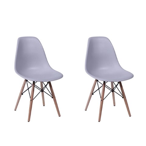 Conjunto 2 Cadeiras Eiffel Base Madeira - Cinza