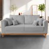 Sofá Beny 3 Lugares 180cm Base de Madeira Linho - 1