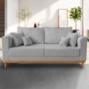 Ver imagem 1 de Sofá Beny 3 Lugares 180cm Base de Madeira Linho