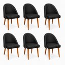Ver imagem 2 de Kit 6 Cadeiras Lua Estofada Moderna Sala de Jantar Suede Preto